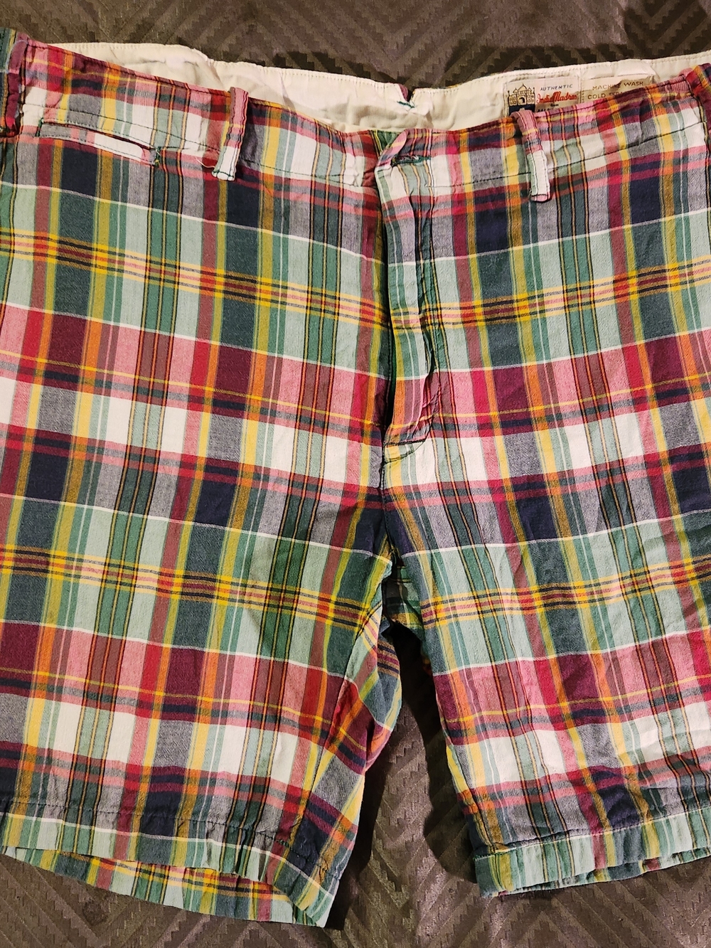 Vintage Ralph Lauren Polo  Multicolor Plaid Cotton Flat Front Shorts Sz 38